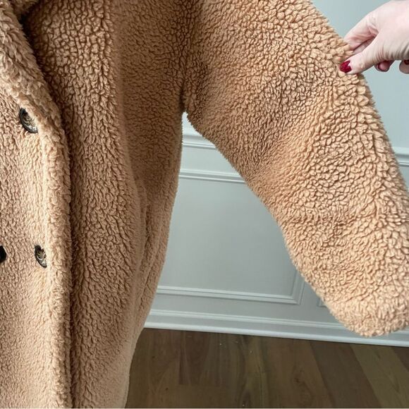 JAYLEY Mocha Faux Shearling Coat OSFM - Picture 7 of 10